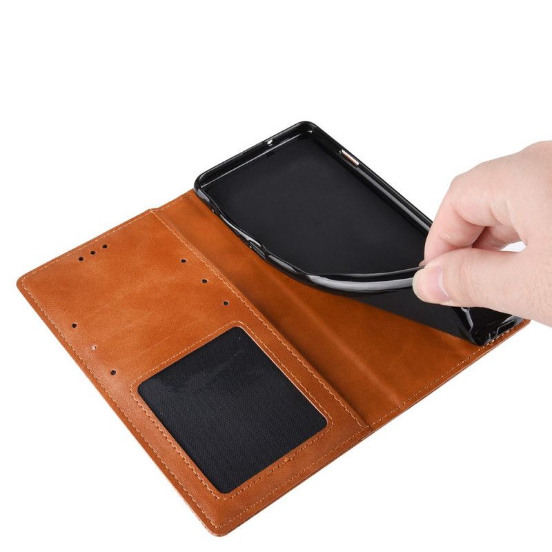 Folio-hoesje Xiaomi Mi Note 10 / 10 Pro Rood Zwart Gestileerd Vintage Leereffect