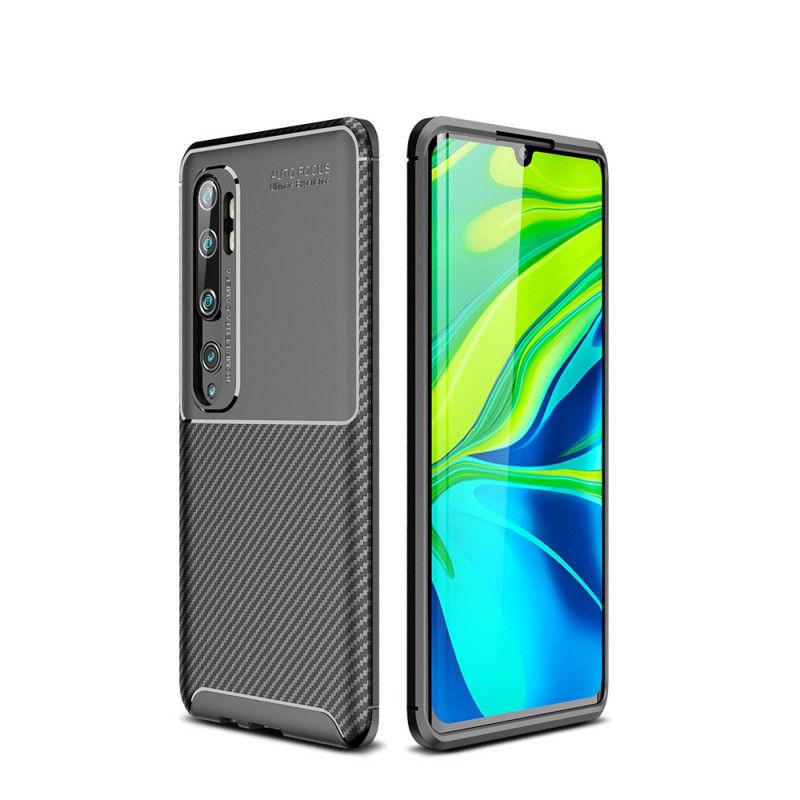 Hoesje Xiaomi Mi Note 10 / 10 Pro Bruin Zwart Flexibele Koolstofvezel