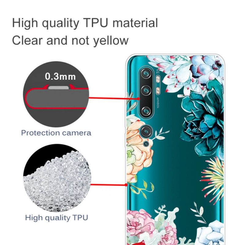 Hoesje Xiaomi Mi Note 10 / 10 Pro Transparante Aquarelbloemen