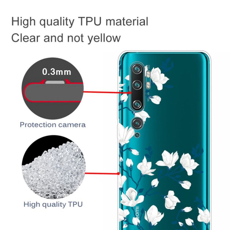 Hoesje Xiaomi Mi Note 10 / 10 Pro Witte Bloemen