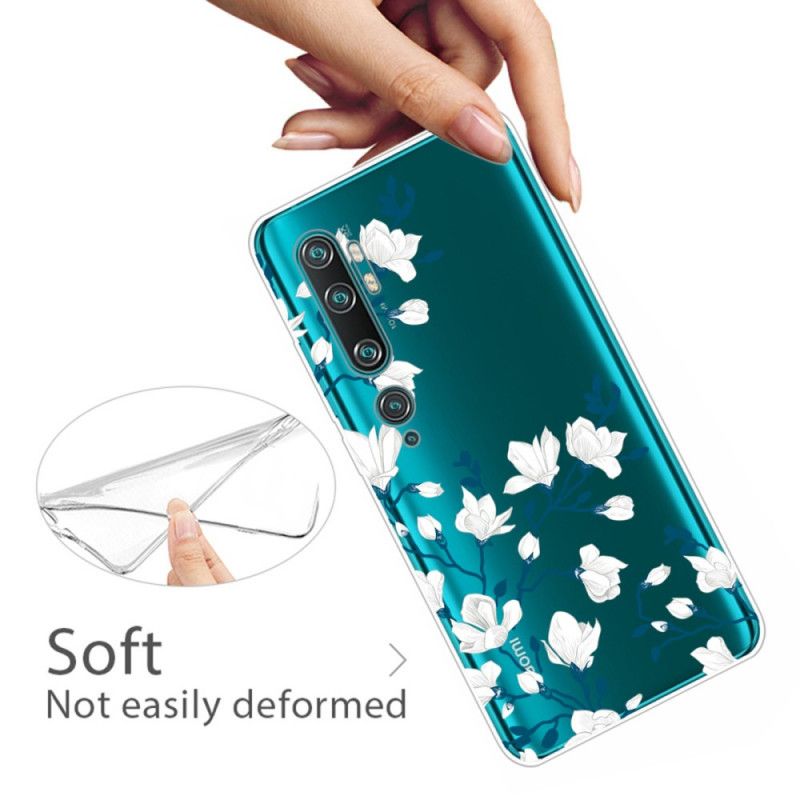 Hoesje Xiaomi Mi Note 10 / 10 Pro Witte Bloemen