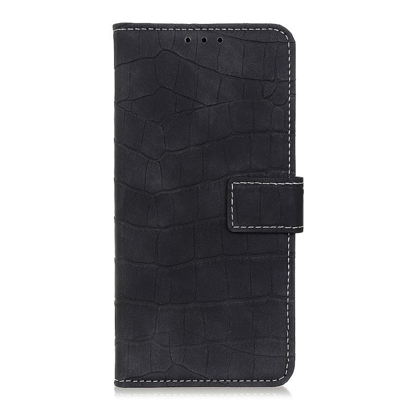 Leren Hoesje Xiaomi Mi Note 10 / 10 Pro Koffie Zwart Vintage Stijl Van Krokodillenleer