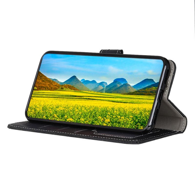 Leren Hoesje Xiaomi Mi Note 10 / 10 Pro Koffie Zwart Vintage Stijl Van Krokodillenleer