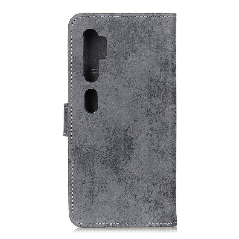 Leren Hoesje Xiaomi Mi Note 10 / 10 Pro Magenta Grijs Telefoonhoesje Vintage Kunstleer