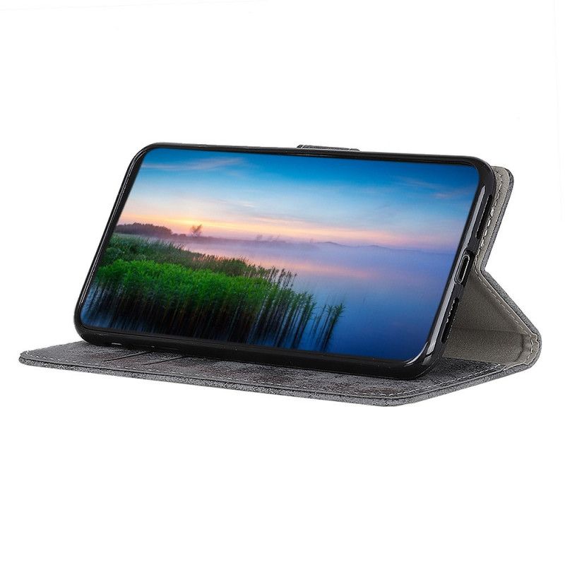 Leren Hoesje Xiaomi Mi Note 10 / 10 Pro Magenta Grijs Telefoonhoesje Vintage Kunstleer