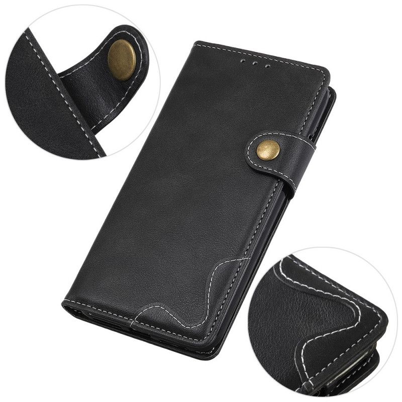Leren Hoesje Xiaomi Mi Note 10 / 10 Pro Rood Zwart Artistiek Knopen Aannaaien