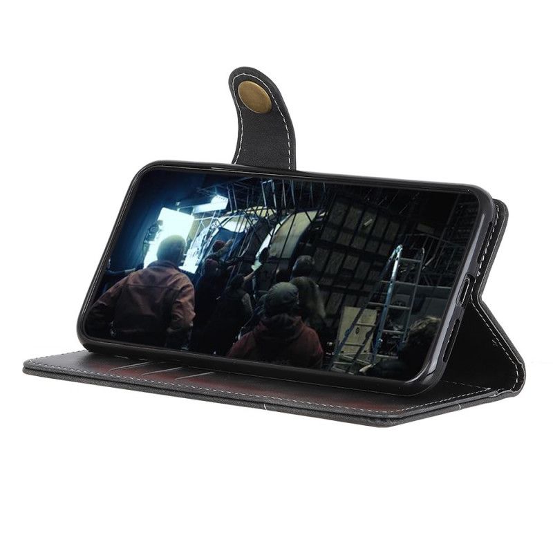 Leren Hoesje Xiaomi Mi Note 10 / 10 Pro Rood Zwart Artistiek Knopen Aannaaien