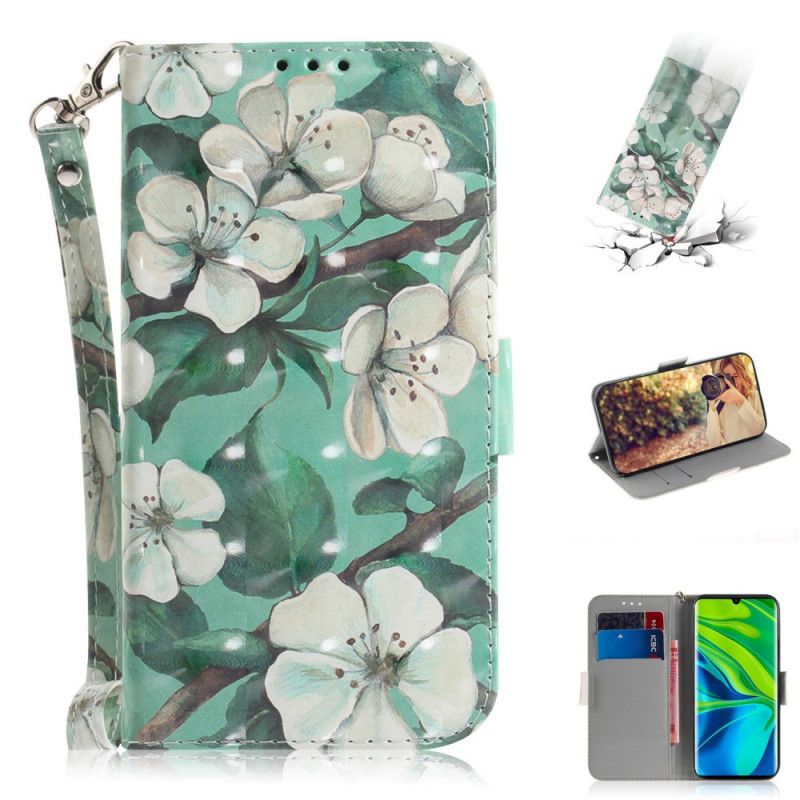 Leren Hoesje Xiaomi Mi Note 10 / 10 Pro Telefoonhoesje Bloeiende Tak Met String