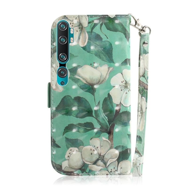 Leren Hoesje Xiaomi Mi Note 10 / 10 Pro Telefoonhoesje Bloeiende Tak Met String