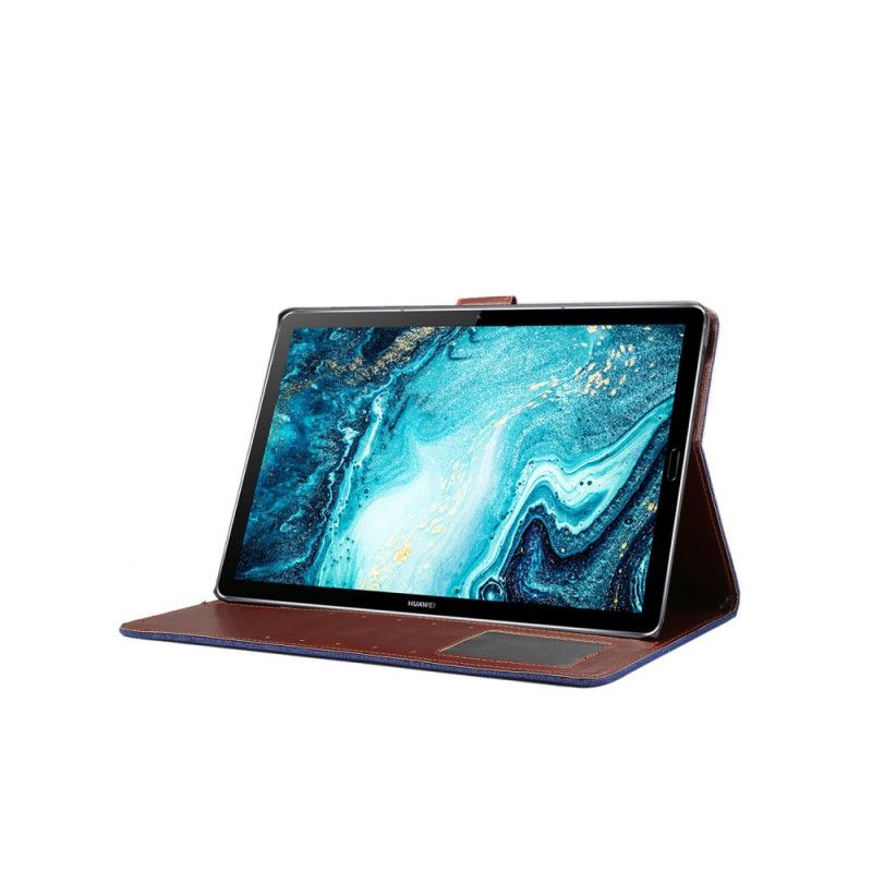 Bescherming Hoesje Huawei MediaPad M6 10.8'' Donkerblauw Zwart Spijkerbroek