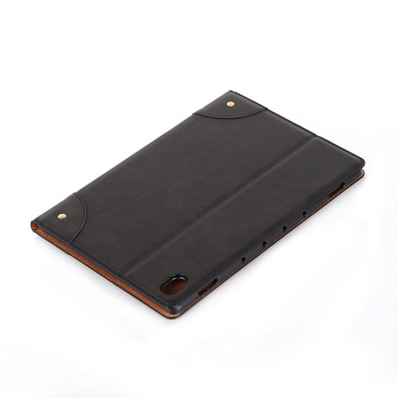 Cover Huawei MediaPad M6 10.8'' Grijs Zwart Vintage Kunstleren Klinknagels