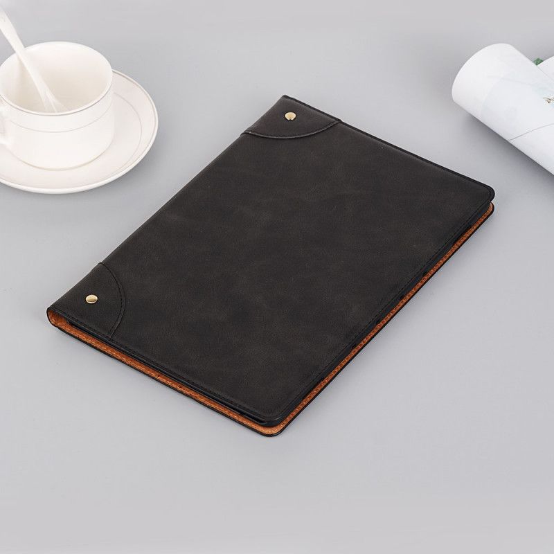Cover Huawei MediaPad M6 10.8'' Grijs Zwart Vintage Kunstleren Klinknagels