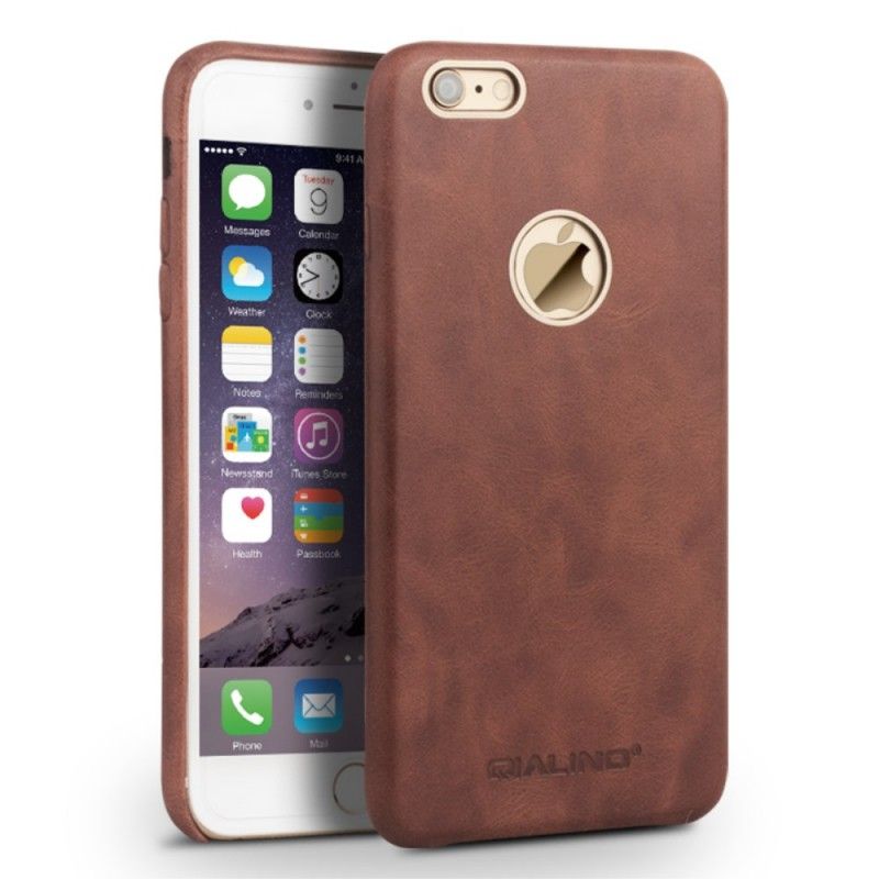 Cover Hoesje iPhone 6 / 6S Plus Bruin Telefoonhoesje Echt Leer - Qialino