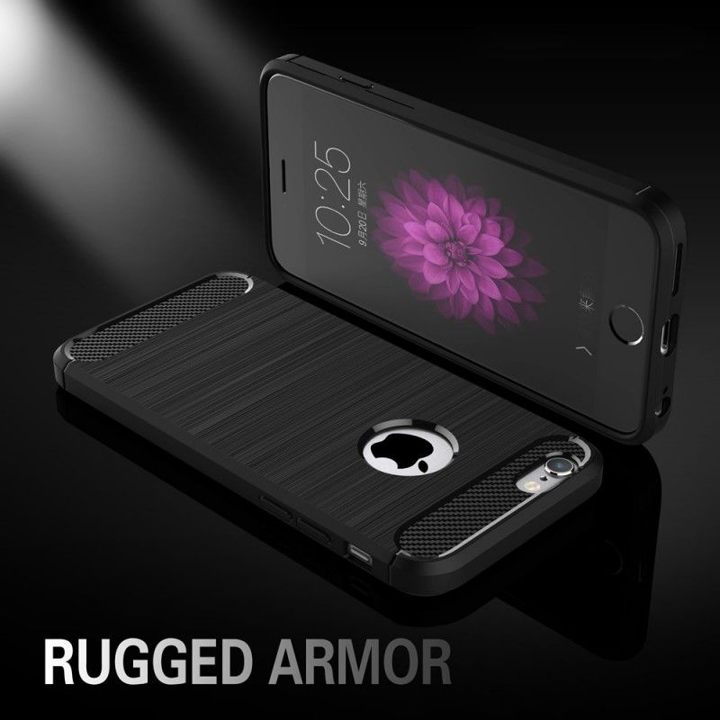 Cover Hoesje iPhone 6 / 6S Plus Grijs Zwart Telefoonhoesje Geborsteld Koolstofvezel