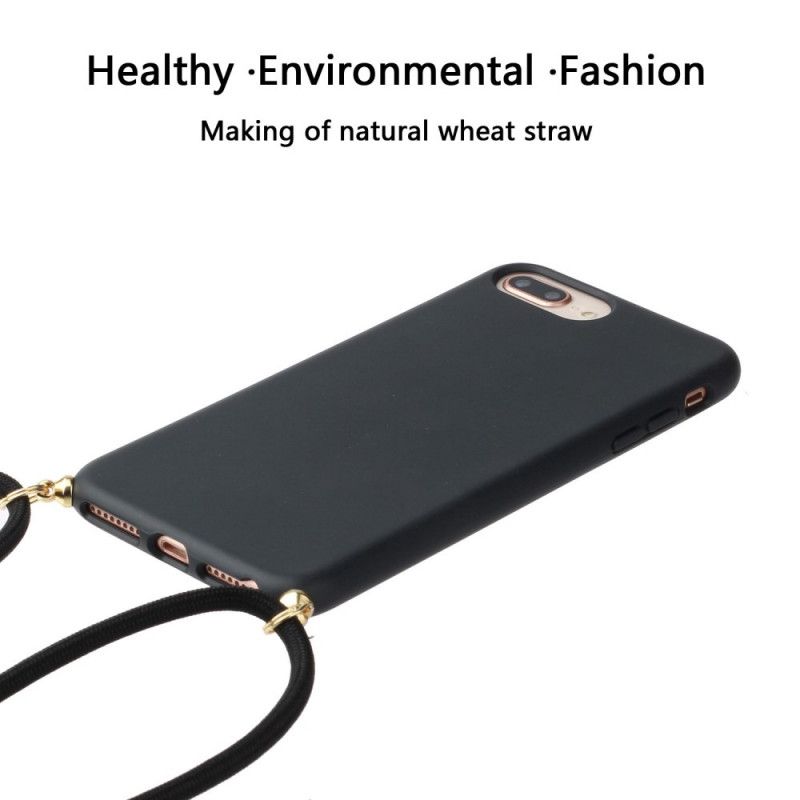 Hoesje iPhone 6 / 6S Plus Rood Zwart Siliconen Gekleurd Koord
