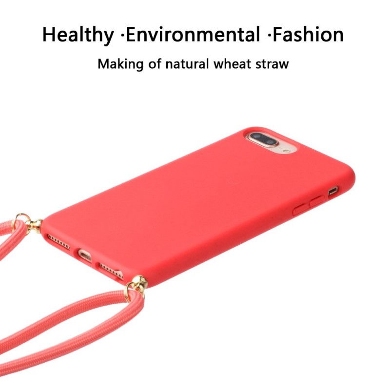 Hoesje iPhone 6 / 6S Plus Rood Zwart Siliconen Gekleurd Koord