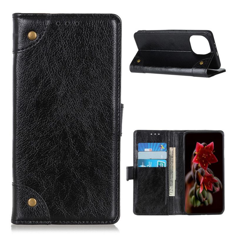 Bescherming Hoesje Xiaomi Mi 11 Rood Zwart Vintage Klinknagels In Nappaleer Stijl