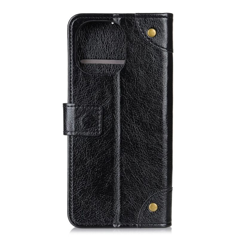 Bescherming Hoesje Xiaomi Mi 11 Rood Zwart Vintage Klinknagels In Nappaleer Stijl