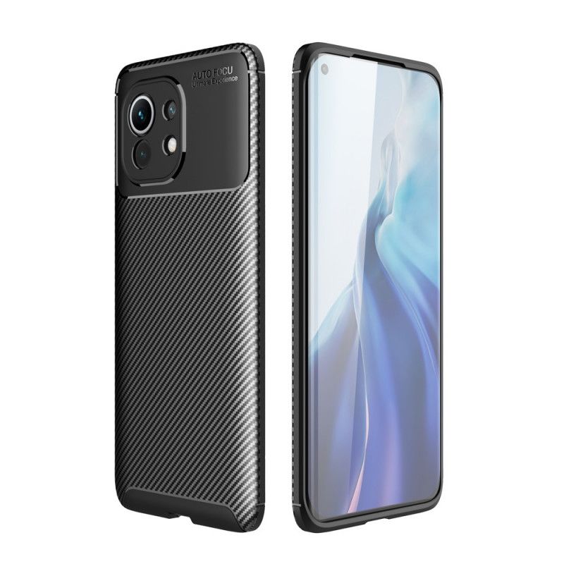 Case Hoesje Xiaomi Mi 11 Donkerblauw Zwart Telefoonhoesje Flexibele Koolstofvezel