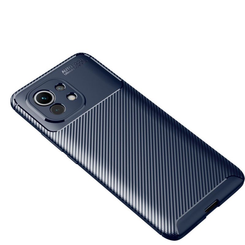 Case Hoesje Xiaomi Mi 11 Donkerblauw Zwart Telefoonhoesje Flexibele Koolstofvezel