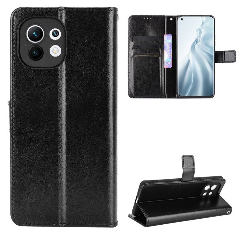 Cover Folio-hoesje Xiaomi Mi 11 Rood Zwart Telefoonhoesje Flitsend Kunstleer