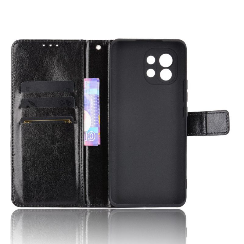 Cover Folio-hoesje Xiaomi Mi 11 Rood Zwart Telefoonhoesje Flitsend Kunstleer