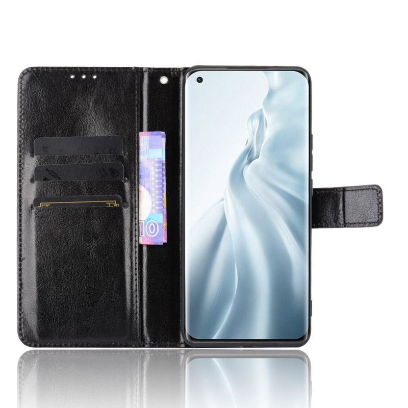 Cover Folio-hoesje Xiaomi Mi 11 Rood Zwart Telefoonhoesje Flitsend Kunstleer