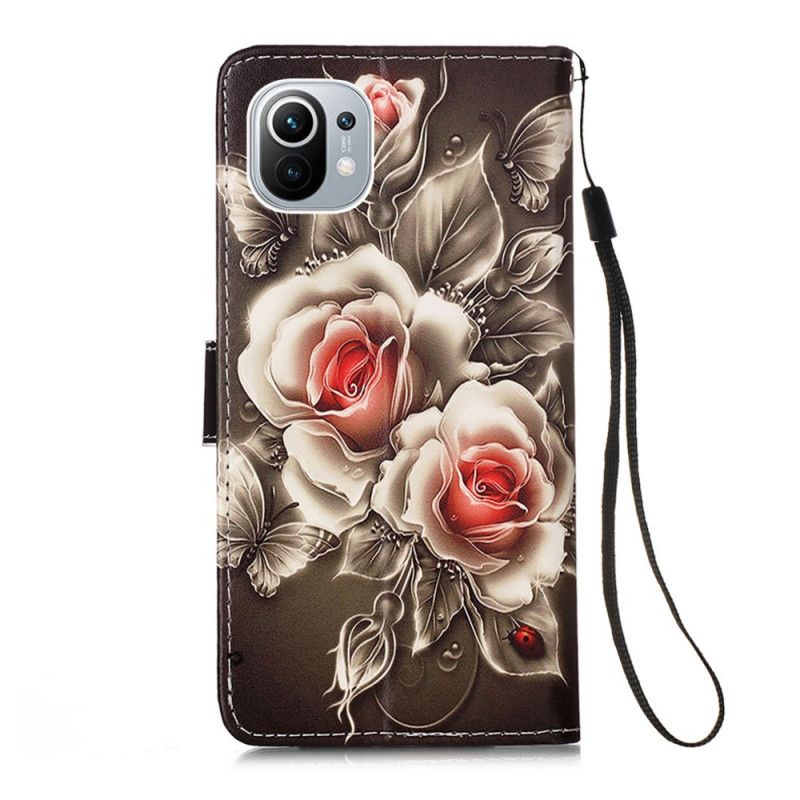 Cover Folio-hoesje Xiaomi Mi 11 Telefoonhoesje Gouden Rozen