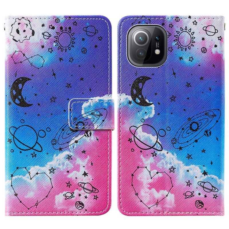 Flip Case Leren Xiaomi Mi 11 Hart En Planeten
