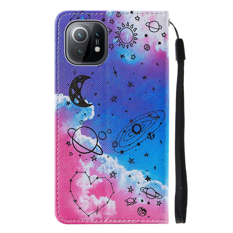 Flip Case Leren Xiaomi Mi 11 Hart En Planeten
