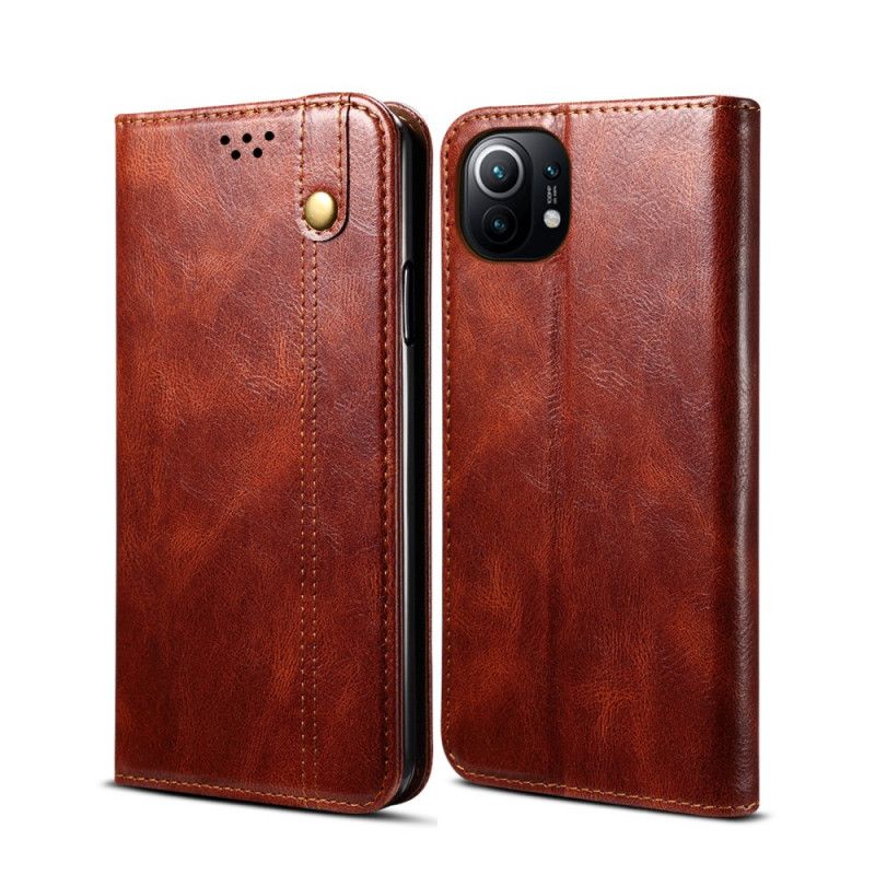 Folio-hoesje Xiaomi Mi 11 Groen Zwart Gewaxt Imitatieleer