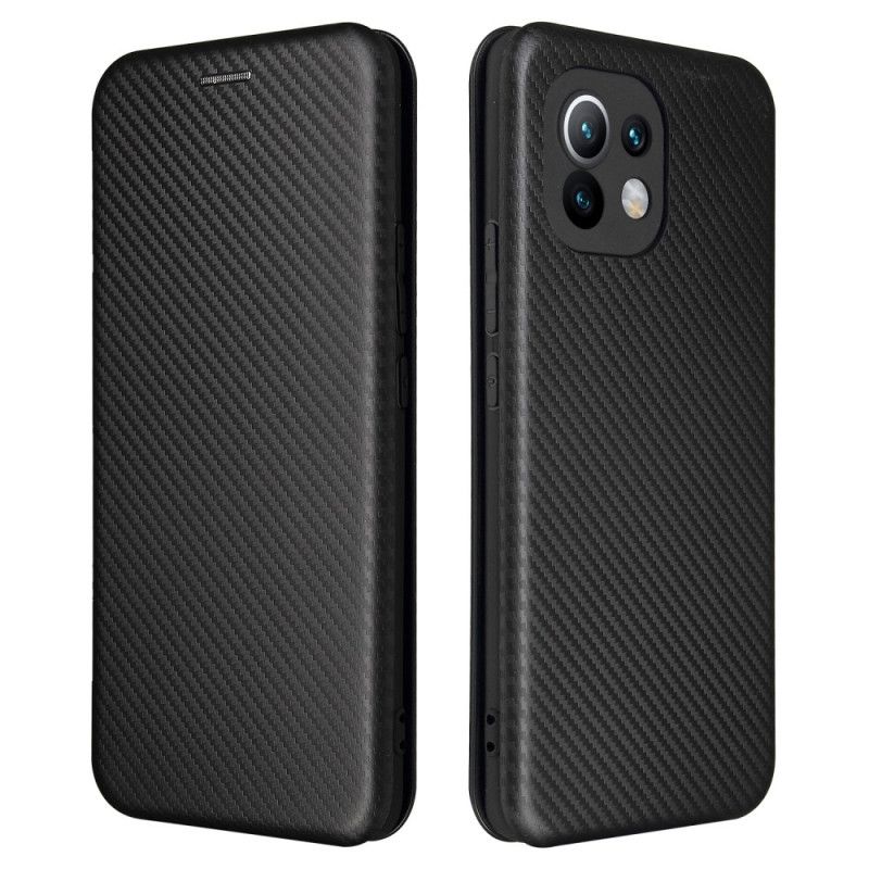 Folio-hoesje Xiaomi Mi 11 Groen Zwart Koolstofvezel Met Steunring