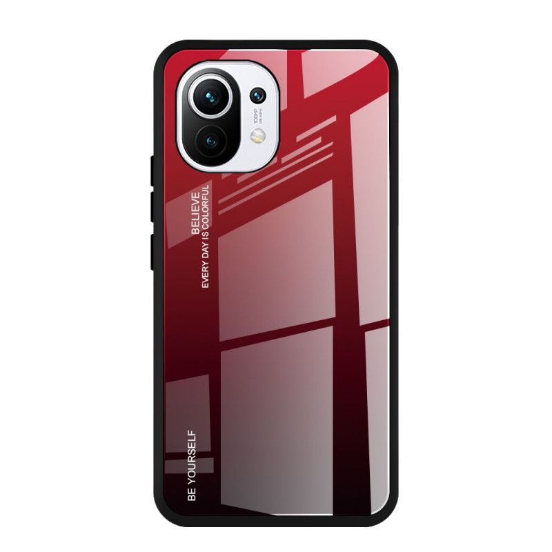 Hoesje Xiaomi Mi 11 Geel Rood Wees Jezelf Gehard Glas