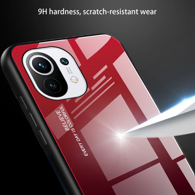 Hoesje Xiaomi Mi 11 Geel Rood Wees Jezelf Gehard Glas