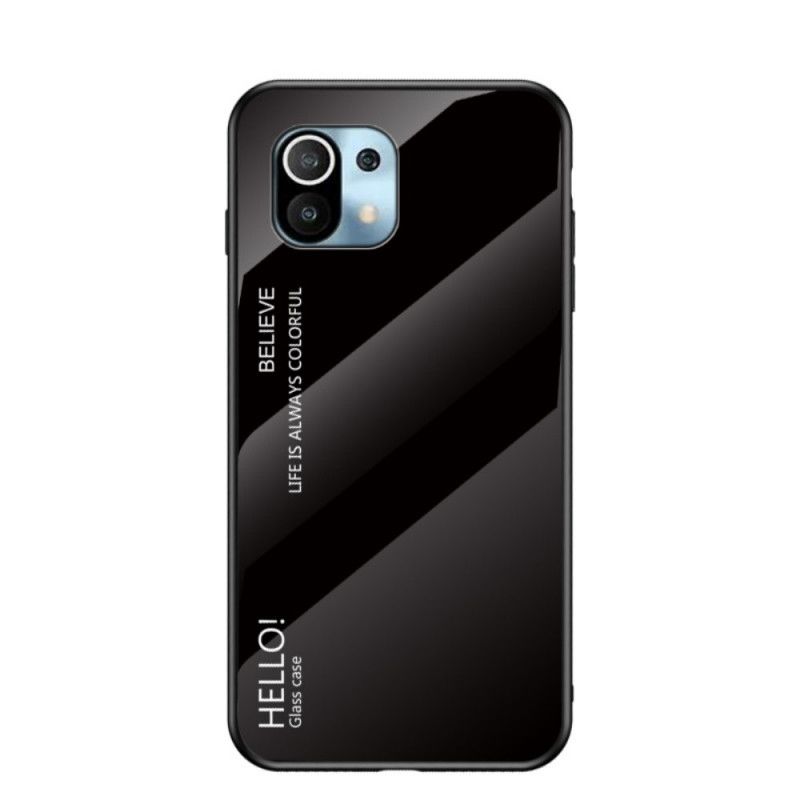 Hoesje Xiaomi Mi 11 Wit Zwart Hallo Gehard Glas