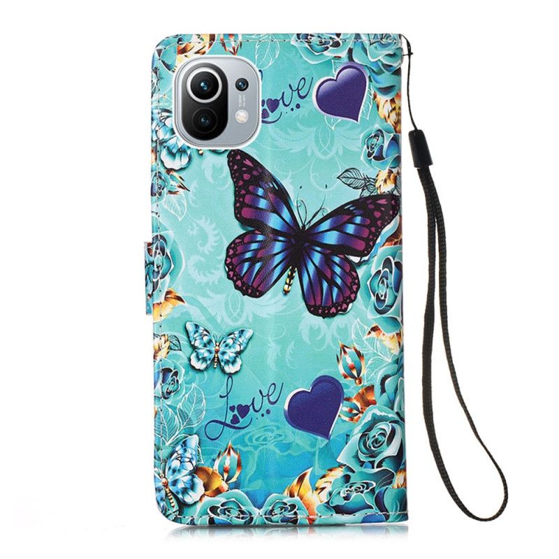 Leren Hoesje Xiaomi Mi 11 Gouden Vlinders