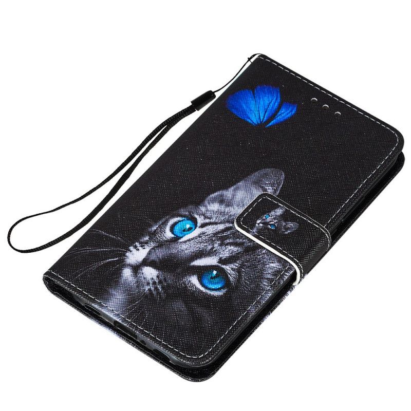 Leren Hoesje Xiaomi Mi 11 Kat En Blauwe Vlinder