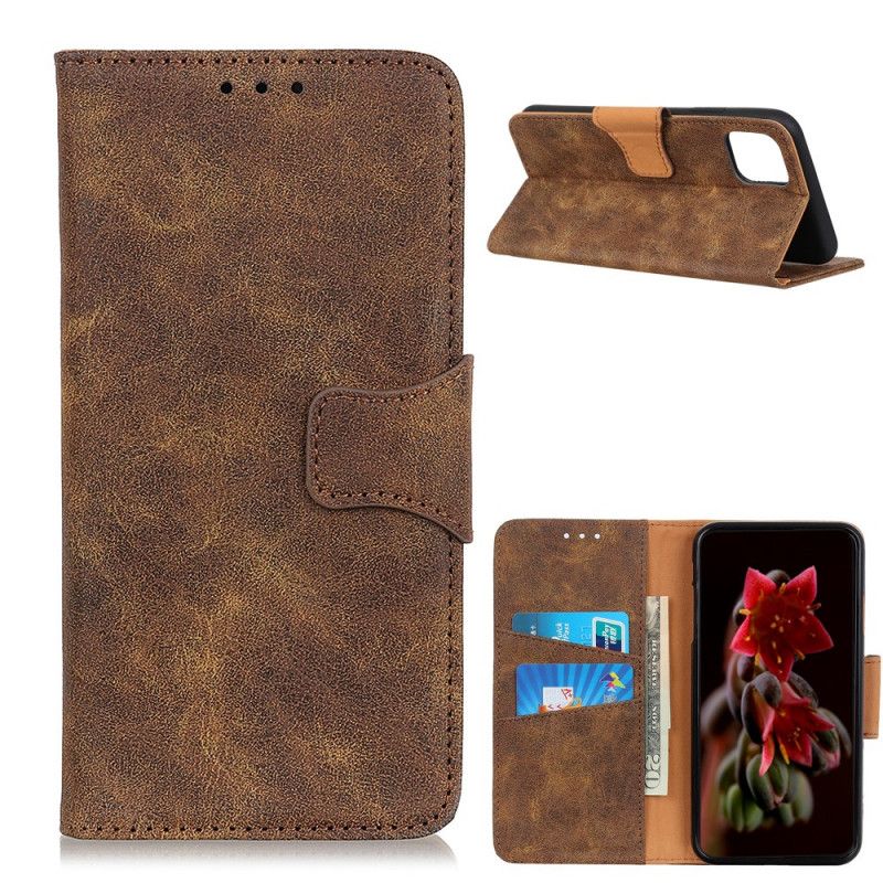 Leren Hoesje Xiaomi Mi 11 Koffie Grijs Vintage Splitleer