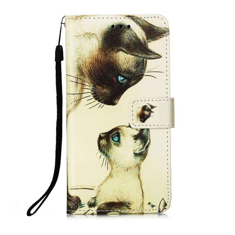 Leren Hoesje Xiaomi Mi 11 Lichtblauw Donkerblauw Telefoonhoesje Kitten