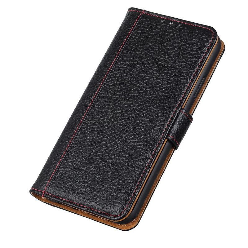 Leren Hoesje Xiaomi Mi 11 Rood Zwart Gestikt Lychee Leereffect