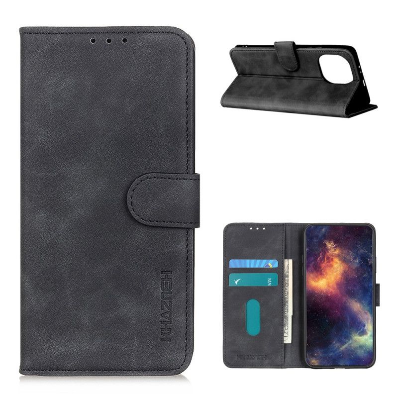 Leren Hoesje Xiaomi Mi 11 Rood Zwart Vintage Khazneh Leereffect