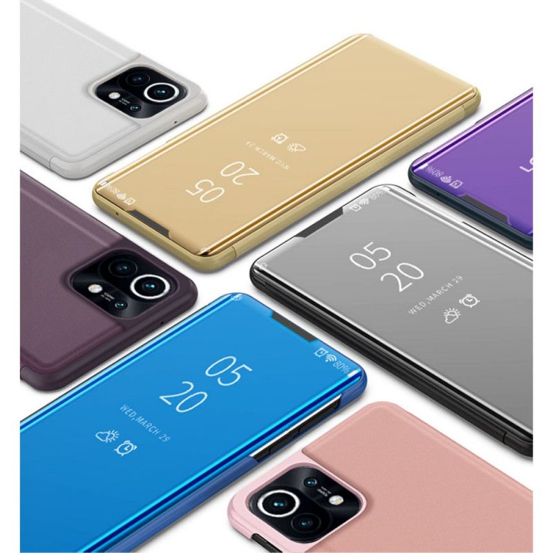 Zichtafdekking Xiaomi Mi 11 Donkerblauw Zwart Spiegel En Kunstleer