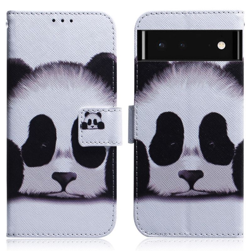 Flip Case Leren Google Pixel 6 Panda Gezicht