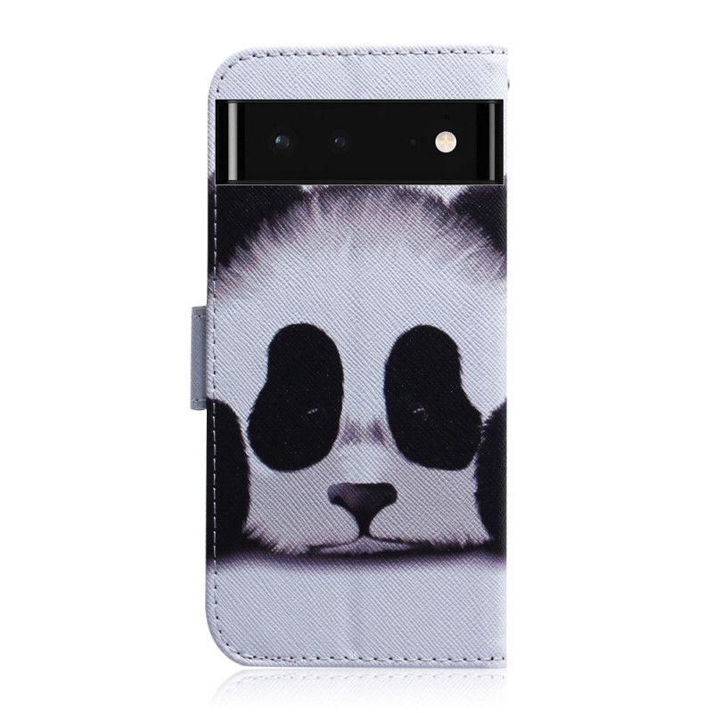 Flip Case Leren Google Pixel 6 Panda Gezicht