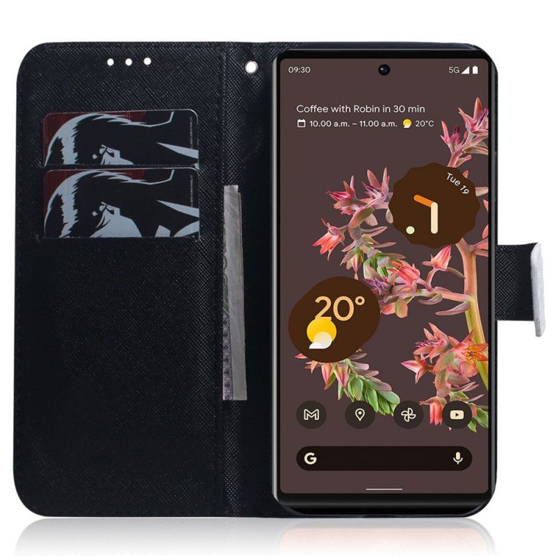 Flip Case Leren Google Pixel 6 Panda Gezicht