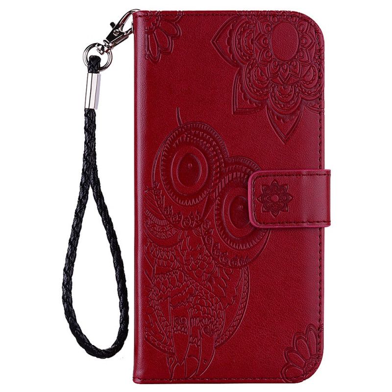 Flip Case Leren Google Pixel 6 Uil Mandala En Lanyard