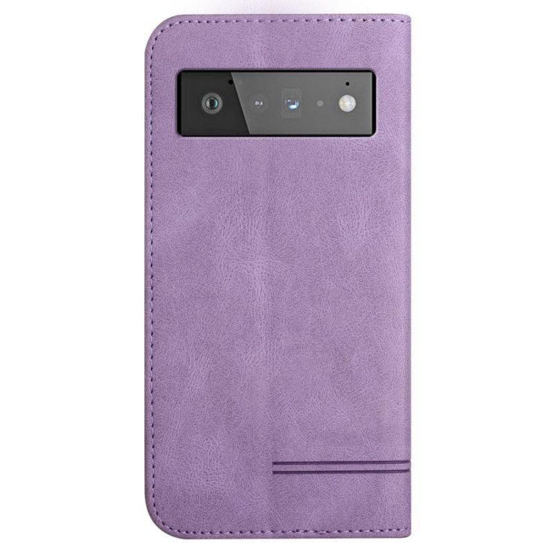 Folio-hoesje Google Pixel 6 Leereffect Lijnpatroon Bescherming Hoesje