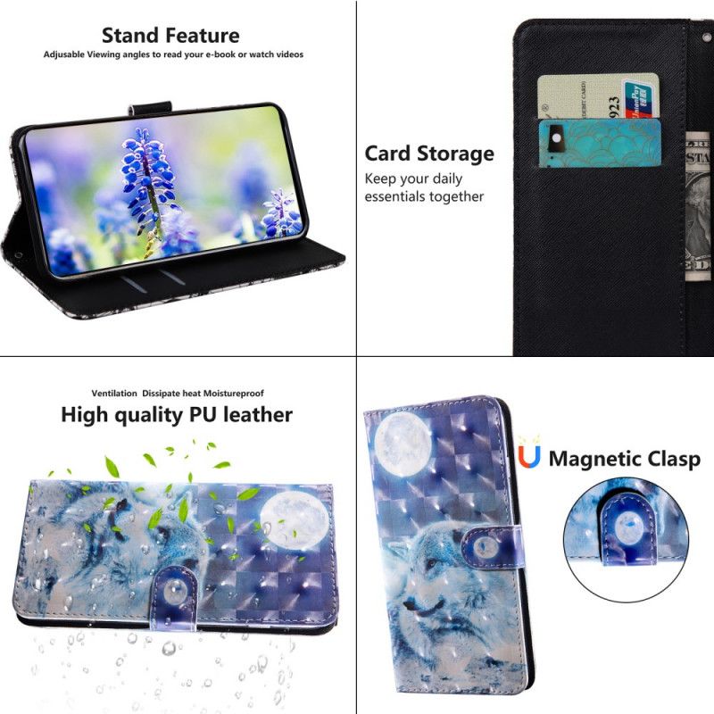 Leren Hoesje Google Pixel 6 Maanlicht Wolf Bescherming Hoesje