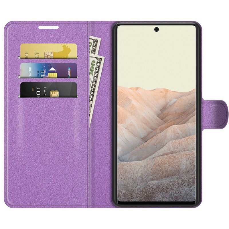 Leren Hoesje Voor Google Pixel 6 Klassiek Litchi Kunstleer