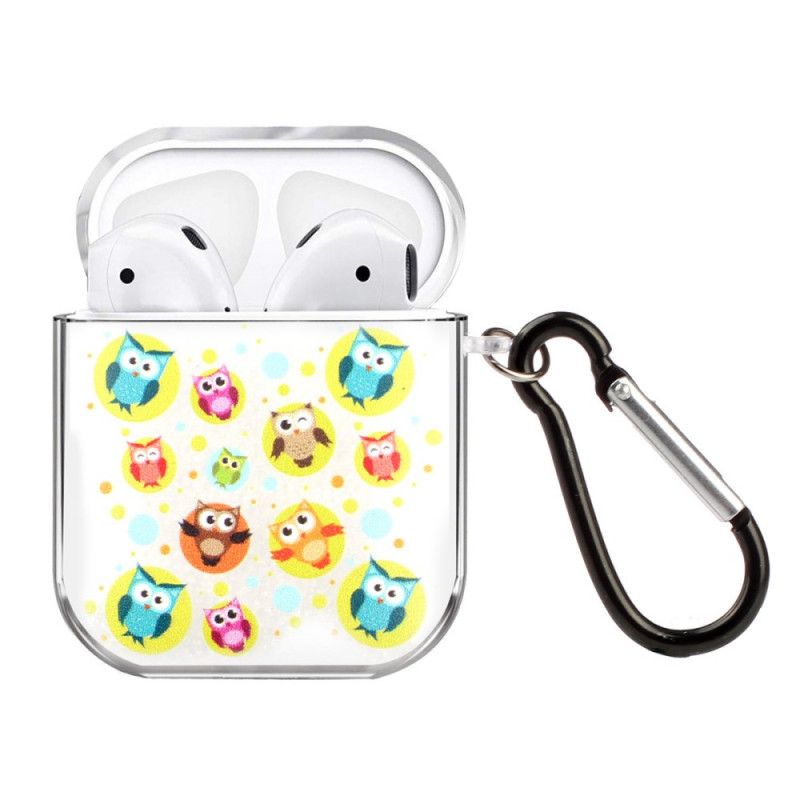 Case Hoesje AirPods Lichtblauw Geel Telefoonhoesje Transparante Siliconen Vogelserie